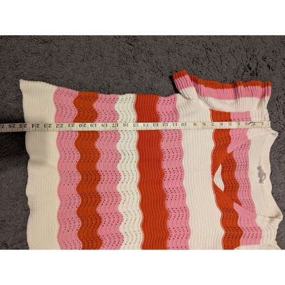 THML knit White Pink Orange stripe Flutter top Size M - Picture 6 of 9